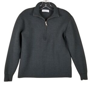 Everlane Men Wool Blend Quarter Zip Sweater Charcoal Gray XS Ribbed  Pullover